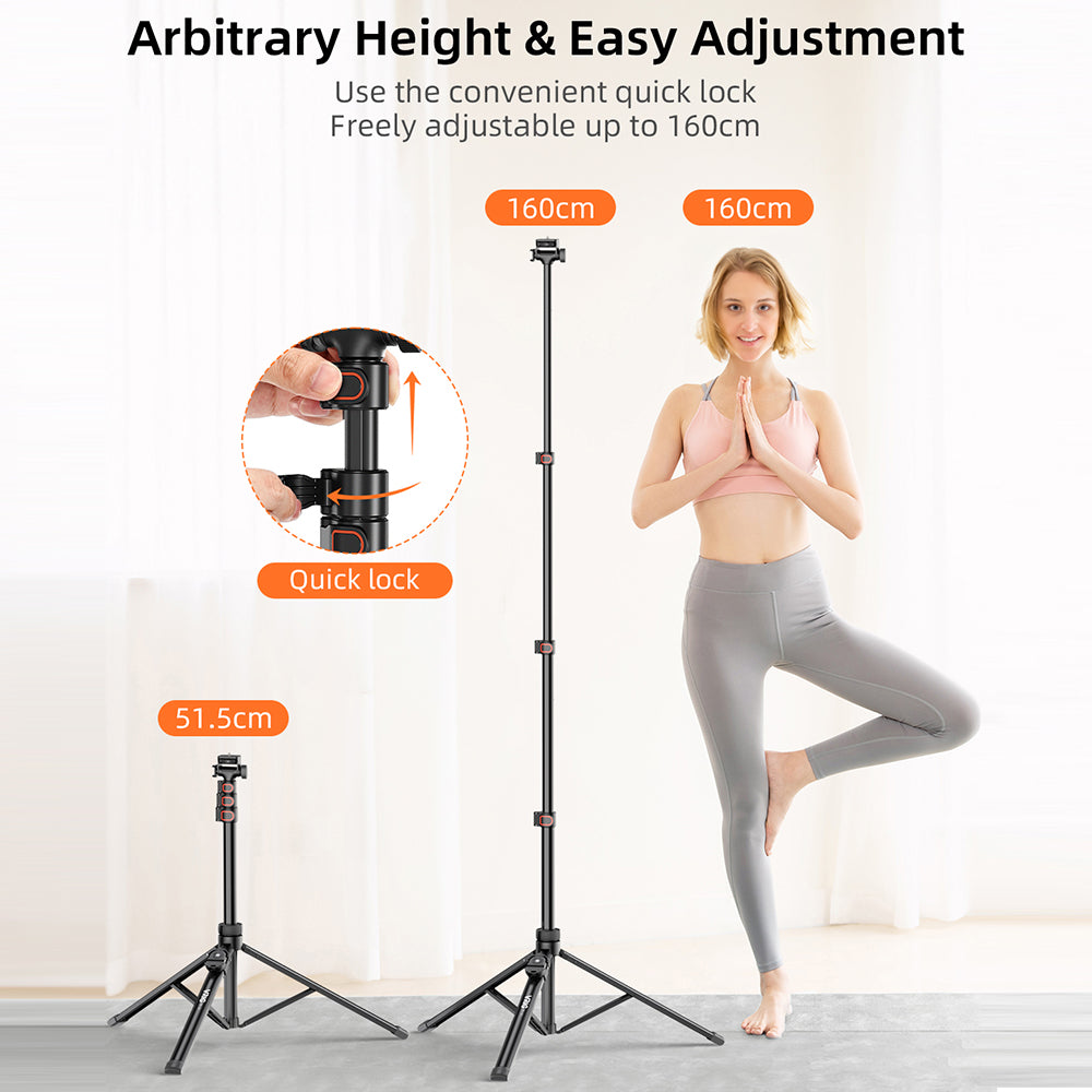 VRIG 1.6m 2-in-1 Live Broadcast Selfie Stick Telescopic Tripod Bracket with Bluetooth Remote