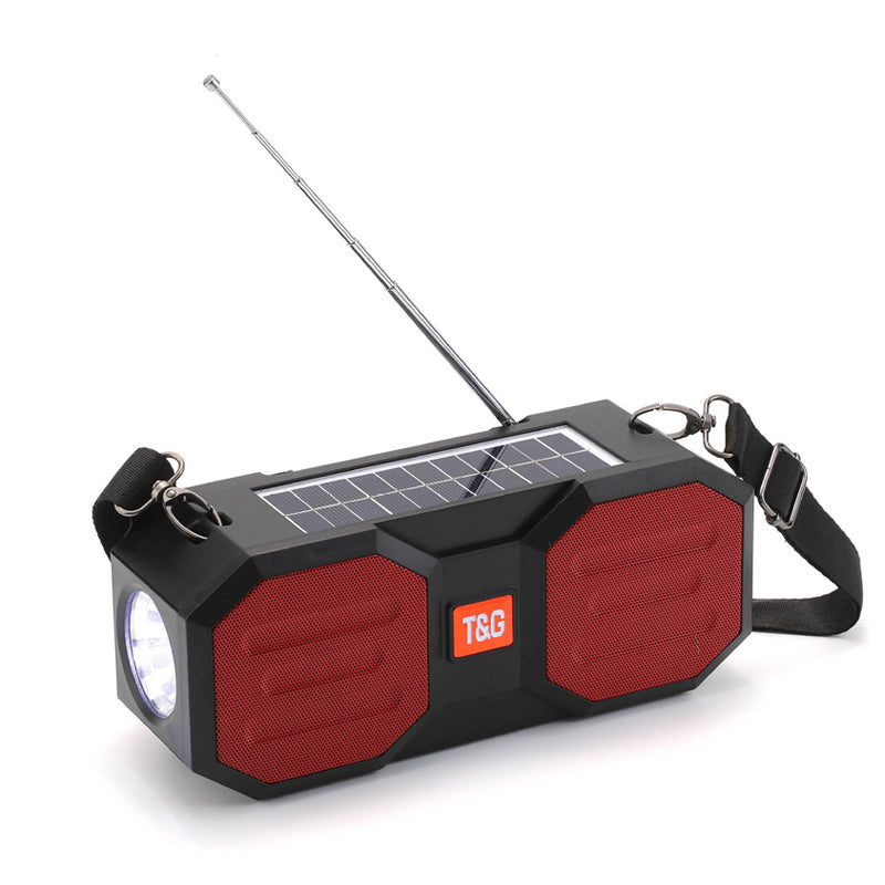 T&amp;G TG634 Solar Rechargeable Bluetooth Speaker Outdoor Wireless FM Radio Stereo Subwoofer with LED Flashlight