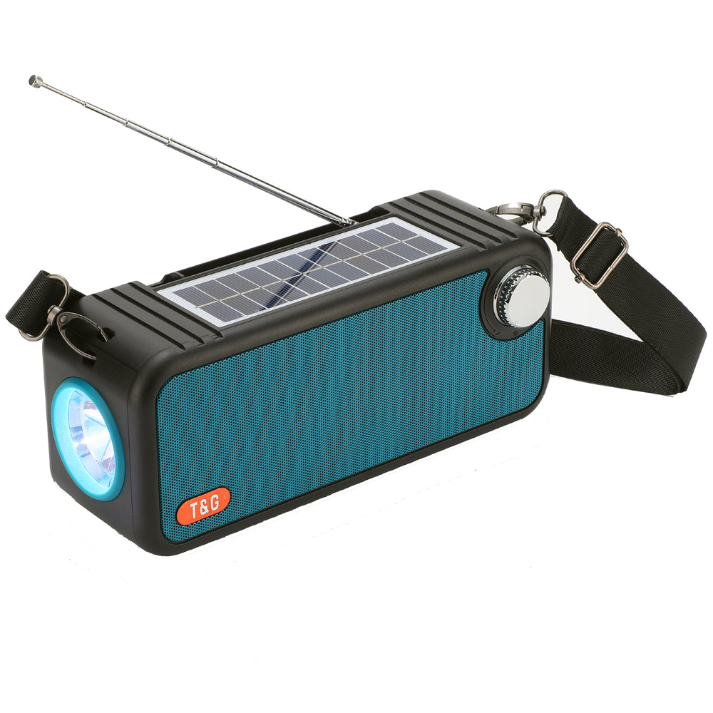 T&amp;G TG637 Solar Rechargeable Bluetooth Speaker Outdoor FM Radio TF Card Stereo Subwoofer with LED Flashlight