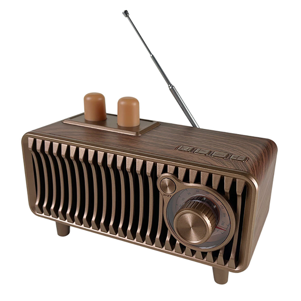 CYBORIS T7 Retro Wooden Grain Bluetooth Speaker Stereo Bass FM Radio Support FM / TF Card / AUX / TWS