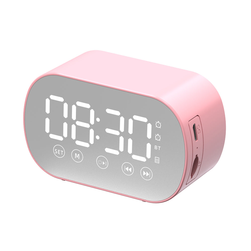 s15 Mirror Bluetooth 5.0 Speaker Bass Stereo Subwoofer LED Digital Dual Alarm Clocks with FM Radio External TF Card