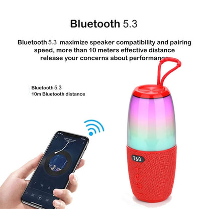 T&G TG644 5W TWS Portable Bluetooth 5.3 Music Speaker RGB Light Wireless Stereo Subwoofer