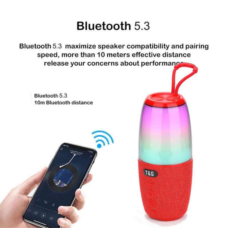 T&G TG644 5W TWS Portable Bluetooth 5.3 Music Speaker RGB Light Wireless Stereo Subwoofer