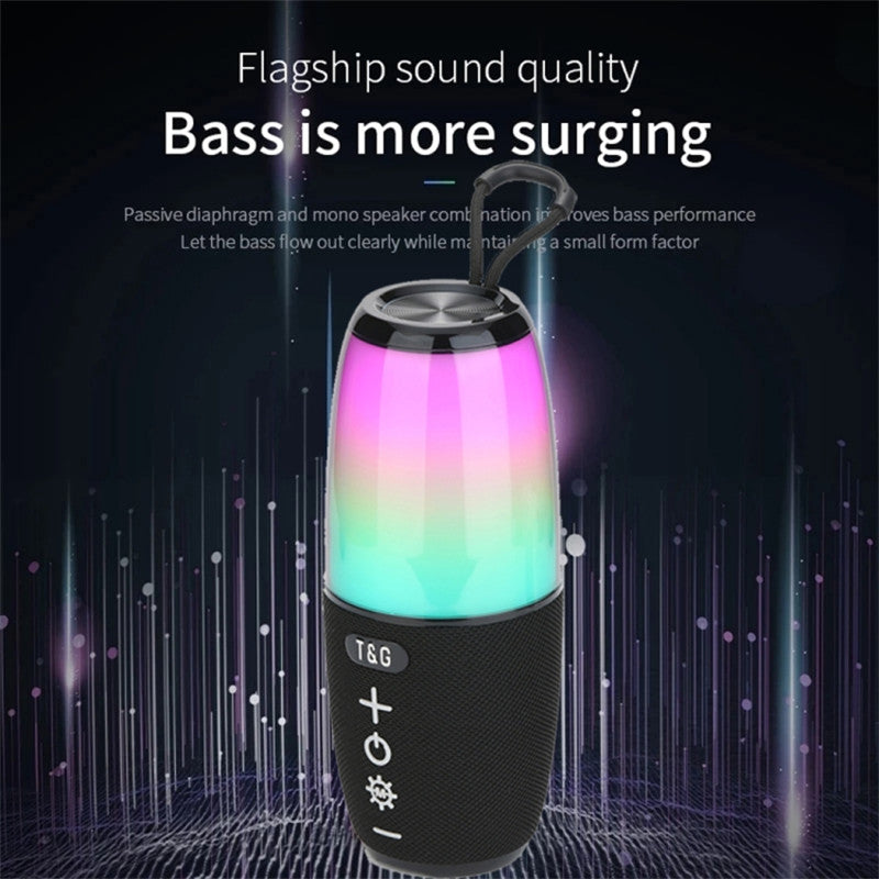 T&G TG644 5W TWS Portable Bluetooth 5.3 Music Speaker RGB Light Wireless Stereo Subwoofer