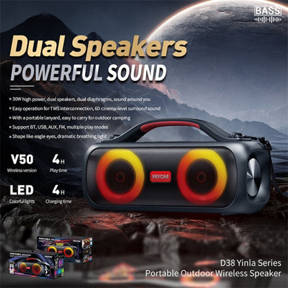 WEKOME D38 Outdoor Bluetooth Speaker 30W Powerful Driver Dual Tweeters Wireless Home Party Speaker