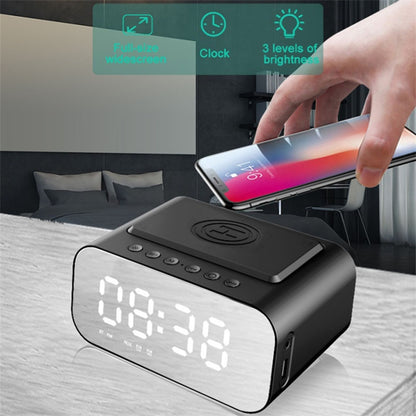 BT510 Rechargeable Bluetooth Speaker Music Loudspeaker LED Digital Alarm Clock Phone Wireless Charger