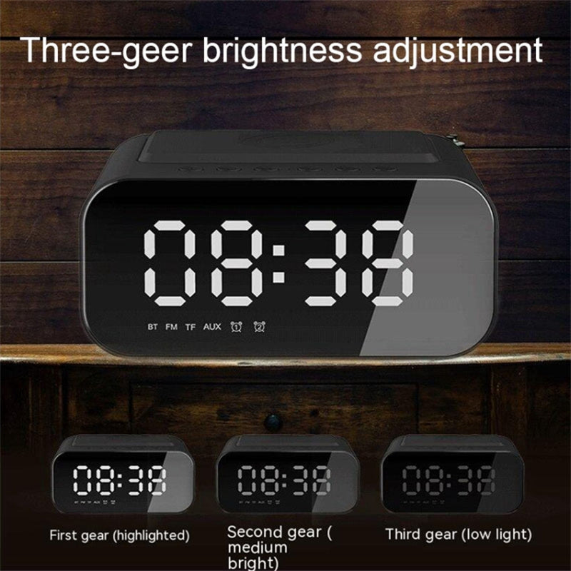 BT510 Rechargeable Bluetooth Speaker Music Loudspeaker LED Digital Alarm Clock Phone Wireless Charger