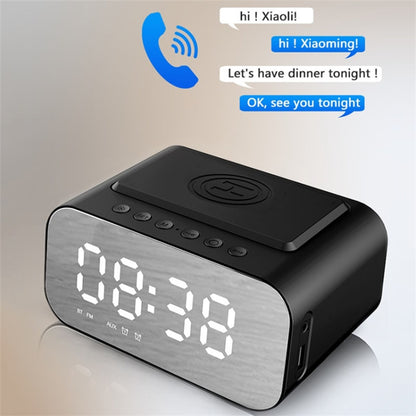 BT510 Rechargeable Bluetooth Speaker Music Loudspeaker LED Digital Alarm Clock Phone Wireless Charger