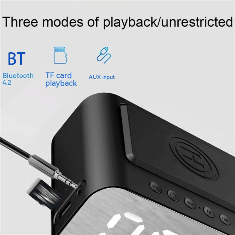 BT510 Rechargeable Bluetooth Speaker Music Loudspeaker LED Digital Alarm Clock Phone Wireless Charger