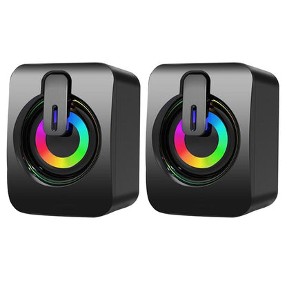 A2 Mini USB Wired Desktop Speaker Computer Laptop Volume Adjustable Subwoofer with Colorful Light