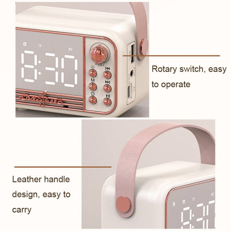 S11 Portable Hand Grip Bluetooth Speaker Digital Clock Display HiFi Stereo Sound Loudspeaker Support TF Card