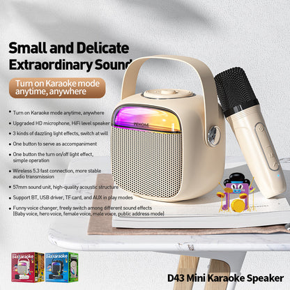 WEKOME D43 Karaoke Machine for Adults and Kids, Portable Bluetooth Karaoke Speaker with Wireless Microphone