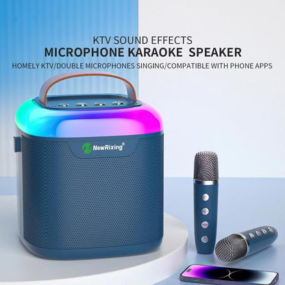 NEWRIXING NR8805 Wireless Bluetooth Speaker with Dual TWS Handheld Noise Reduction Microphone