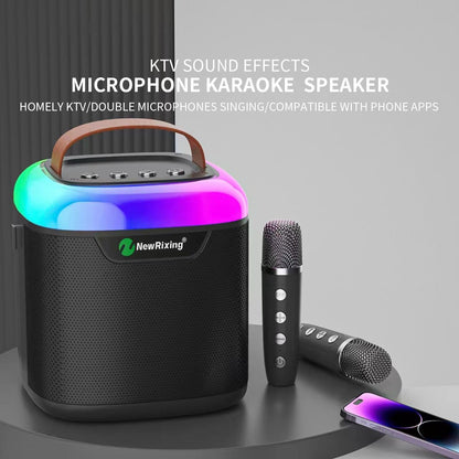 NEWRIXING NR8805 Wireless Bluetooth Speaker with Dual TWS Handheld Noise Reduction Microphone