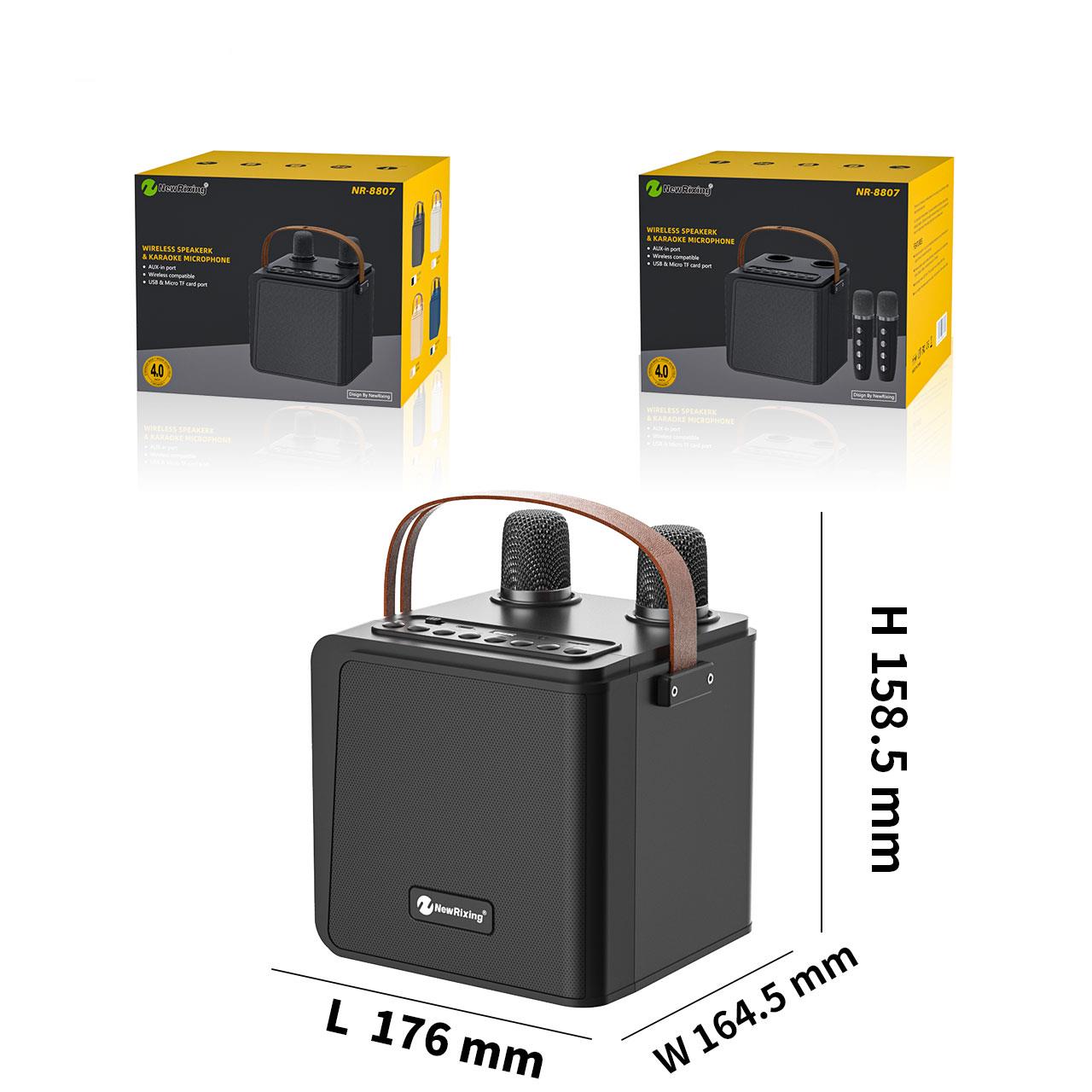 NEWRIXING NR8807 Bluetooth Speaker Wireless Music Player with Dual TWS Handheld Noise Reduction Microphone