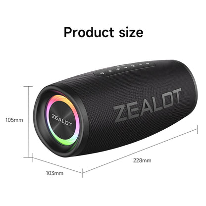 ZEALOT Fanatic S56 40W Outdoor Bluetooth Speaker IP67 Waterproof Bass Audio Subwoofer Wireless Speaker