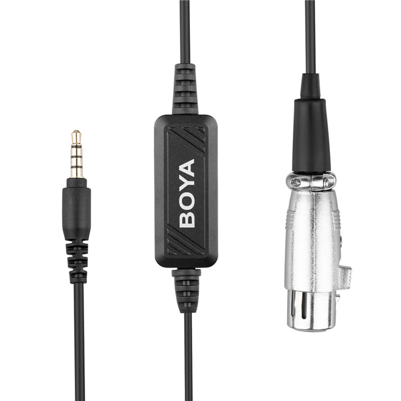 BOYA BY-BCA6 Microphone Adapter 3.5mm to XLR Input Microphone Cable with Integrated Preamplifier