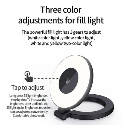 Phone Selfie Lamp Mini Foldable Magnetic LED Fill Light with 3 Light Modes for Video Recording