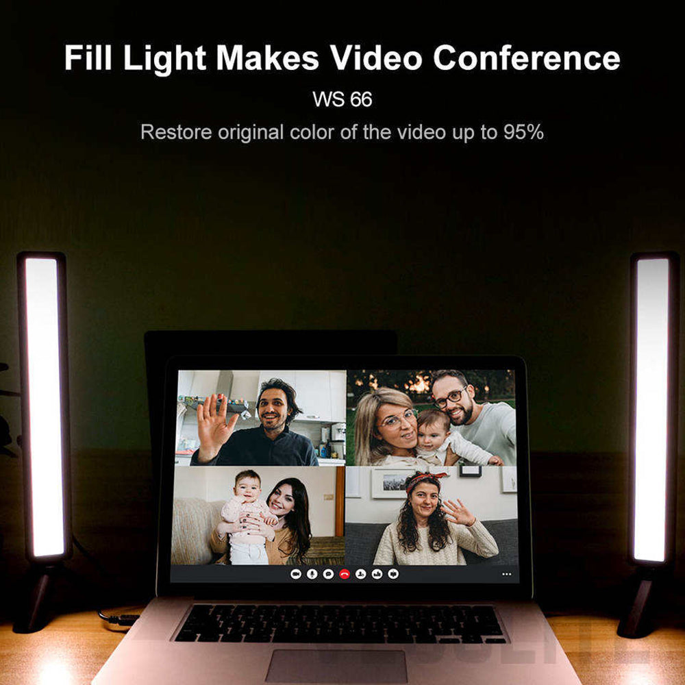 VLOGLITE WS66 Video Conference Lighting with Tripod LED Webcam Streaming Lights Laptop Light for Self Broadcasting Live Streaming