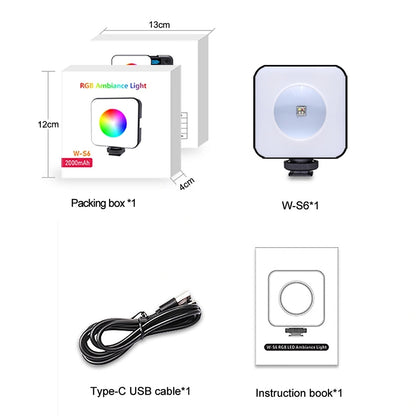 VLOGLITE W-S6 Full Color RGB LED Photogarphy Light Camera Light Sunset Atmosphere Lamp Magnetic Mini Fill Light