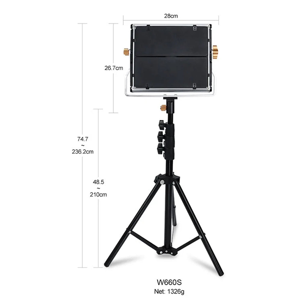 VLOGLITE W660S LED Video Light with Tripod Stand 3200-6500K Photography Studio Lighting for Video Film Recording