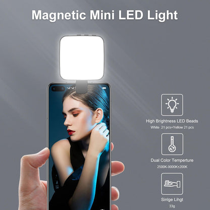 VLOGLITE W42 Magnetic Mini LED Fill Light Rechargeable Selfie Light Portable Phone Light for Phone, Laptop, Tablet