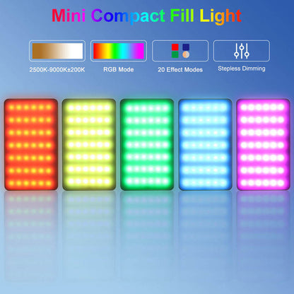 VLOGLITE W140RGB LED Video Light Full Color RGB Camera Fill Light Panel Rechargeable DSLR Lighting for Vlogging Photography