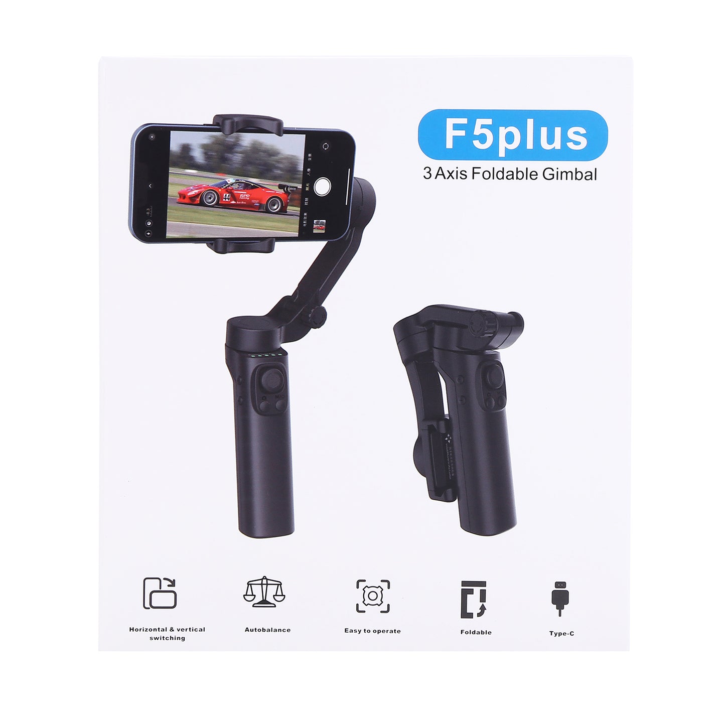 F5plus Three-Axis Gimbal Stabilizer Anti-Shake Foldable Phone Gimbal for Video Recording Vlog (without App)