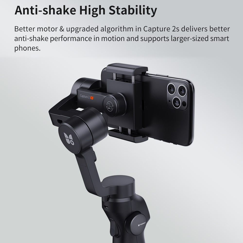 XIAOMIYUPING FUNSNAP Capture2s 3-Axis Handheld Gimbal Anti-Shake Stabilizer Selfie Stick for GoPro Hero, Cell Phones