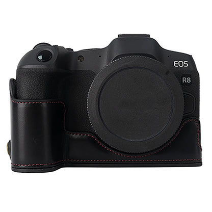 For Canon EOS R8 PU Leather Camera Bottom Case Half Body Protective Cover with Battery Opening