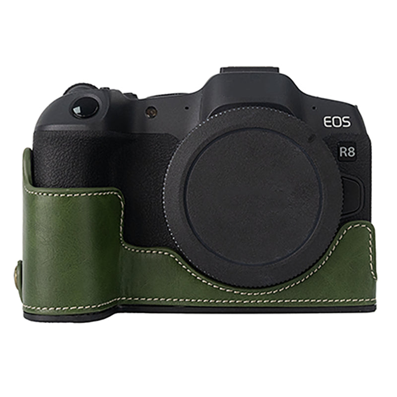 For Canon EOS R8 PU Leather Camera Bottom Case Half Body Protective Cover with Battery Opening