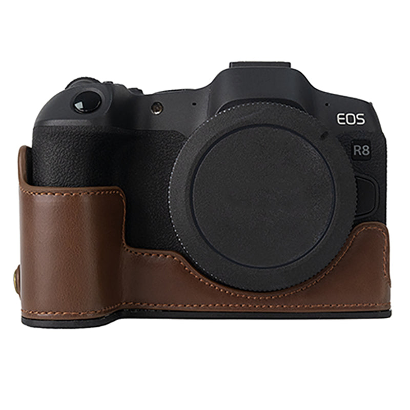 For Canon EOS R8 PU Leather Camera Bottom Case Half Body Protective Cover with Battery Opening