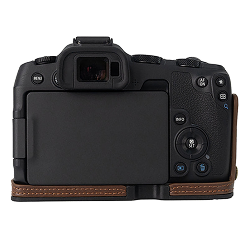 For Canon EOS R8 PU Leather Camera Bottom Case Half Body Protective Cover with Battery Opening