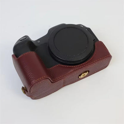 For Canon EOS R8 Genuine Cow Leather Camera Bottom Case Half Body Cover with Battery Opening