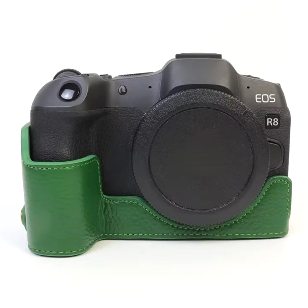 For Canon EOS R8 Genuine Cow Leather Camera Bottom Case Half Body Cover with Battery Opening