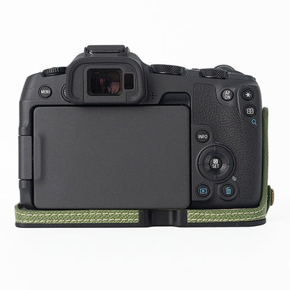 For Canon EOS R8 PU Leather Camera Base Battery Opening Design Detachable Protective Cover with Shoulder Strap