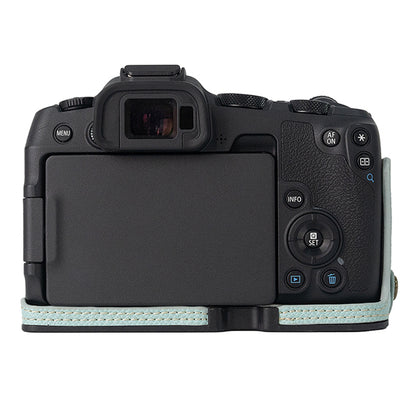 For Canon EOS R8 PU Leather Camera Base Battery Opening Design Detachable Protective Cover with Shoulder Strap