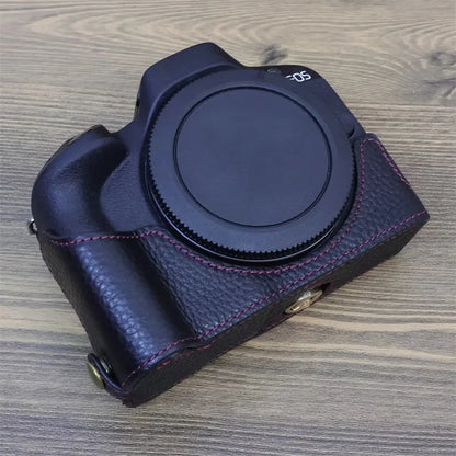 For Canon EOS R50 / R100 Anti-scratch Genuine Leather Camera Bottom Cover Large Opening Design Half Body Case