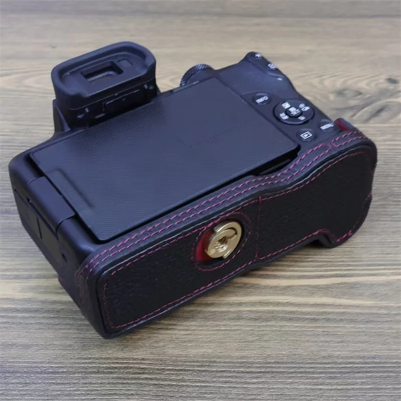 For Canon EOS R50 / R100 Anti-scratch Genuine Leather Camera Bottom Cover Large Opening Design Half Body Case