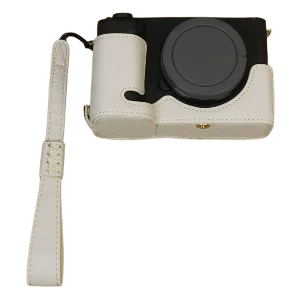 For Sony ZV-E1 Battery Opening Design PU Leather Camera Bottom Cover Half Body Case with Hand Strap