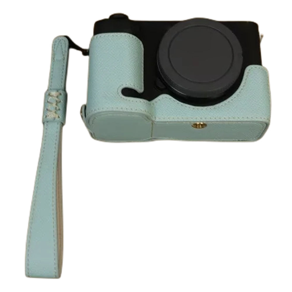 For Sony ZV-E1 Battery Opening Design PU Leather Camera Bottom Cover Half Body Case with Hand Strap