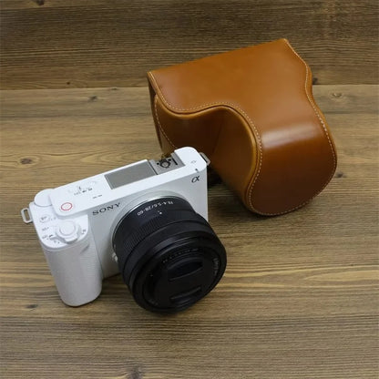 For Sony ZV-E1 PU Leather Detachable Camera Bag Battery Opening Protective Case with Lens Bag