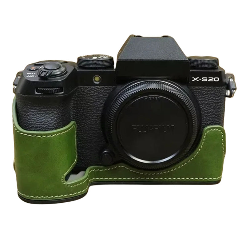 For Fujifilm X-S20 Anti-Scratch PU Leather Camera Bottom Cover Half Body Case Easy to Replace Battery