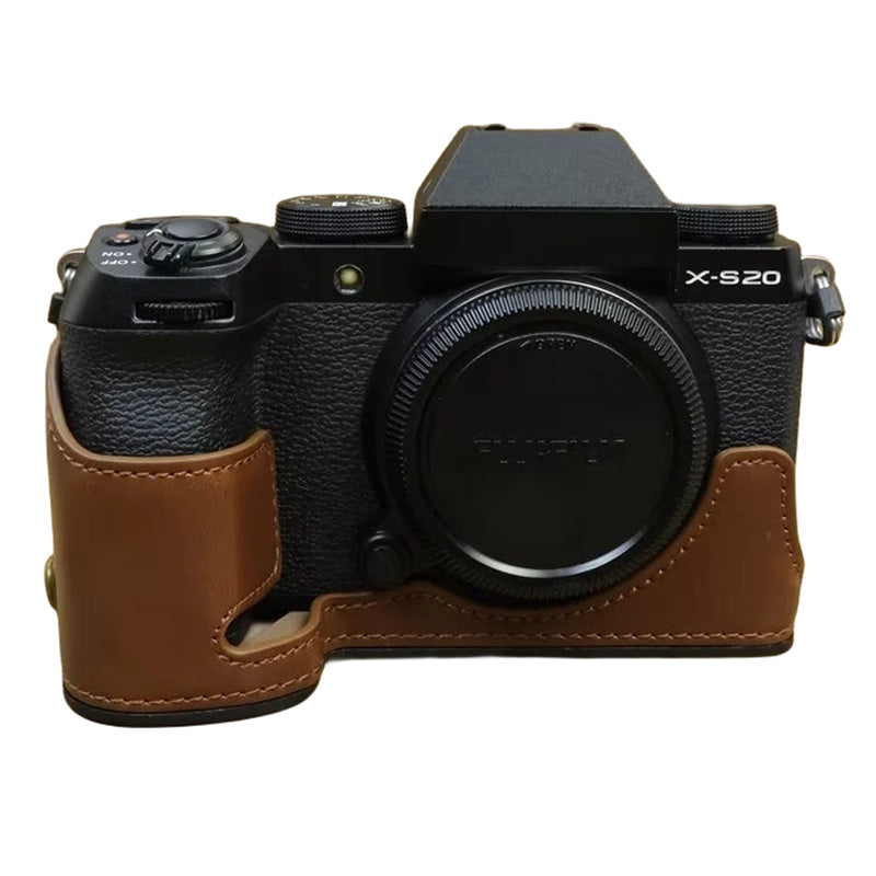 For Fujifilm X-S20 Anti-Scratch PU Leather Camera Bottom Cover Half Body Case Easy to Replace Battery