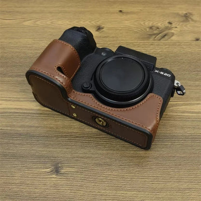 For Fujifilm X-S20 Anti-Scratch PU Leather Camera Bottom Cover Half Body Case Easy to Replace Battery