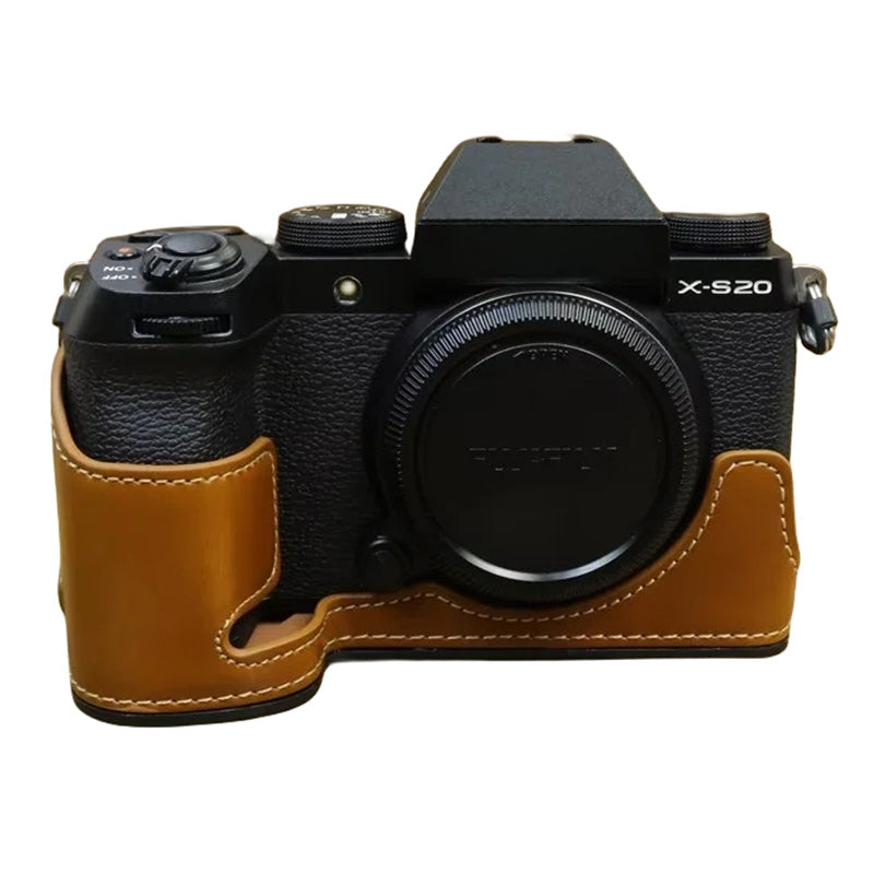 For Fujifilm X-S20 Anti-Scratch PU Leather Camera Bottom Cover Half Body Case Easy to Replace Battery