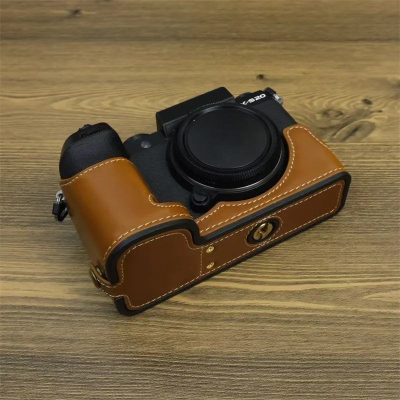 For Fujifilm X-S20 Anti-Scratch PU Leather Camera Bottom Cover Half Body Case Easy to Replace Battery