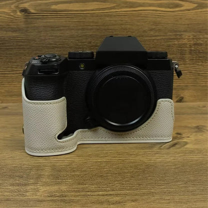 For Fujifilm X-S20 Camera PU Leather Bottom Case Battery Opening Design Half Body Cover with Hand Strap