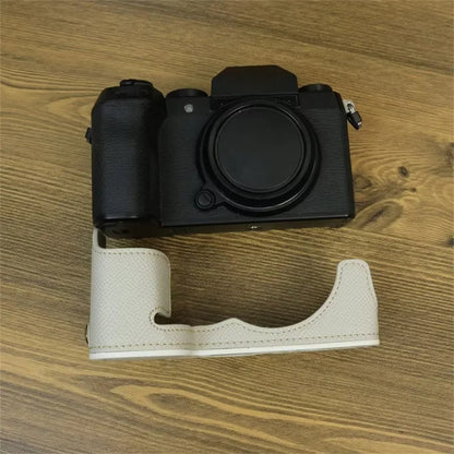 For Fujifilm X-S20 Camera PU Leather Bottom Case Battery Opening Design Half Body Cover with Hand Strap