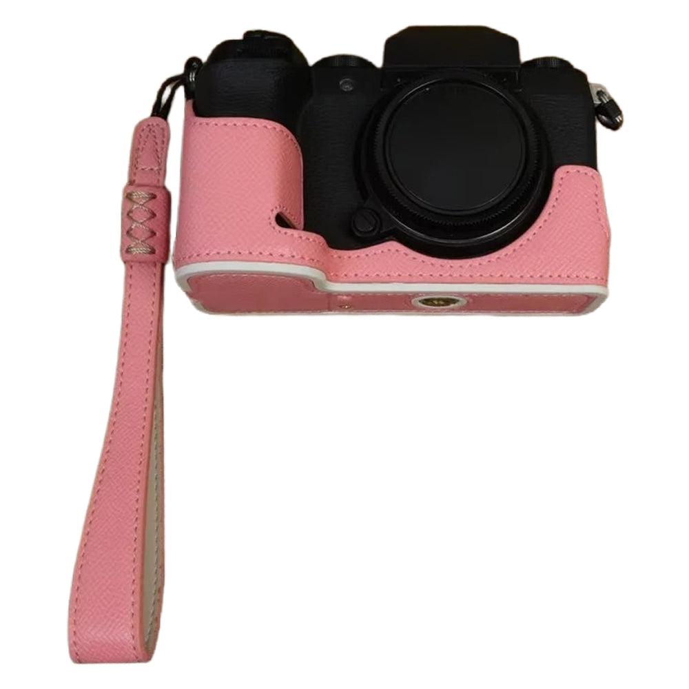 For Fujifilm X-S20 Camera PU Leather Bottom Case Battery Opening Design Half Body Cover with Hand Strap